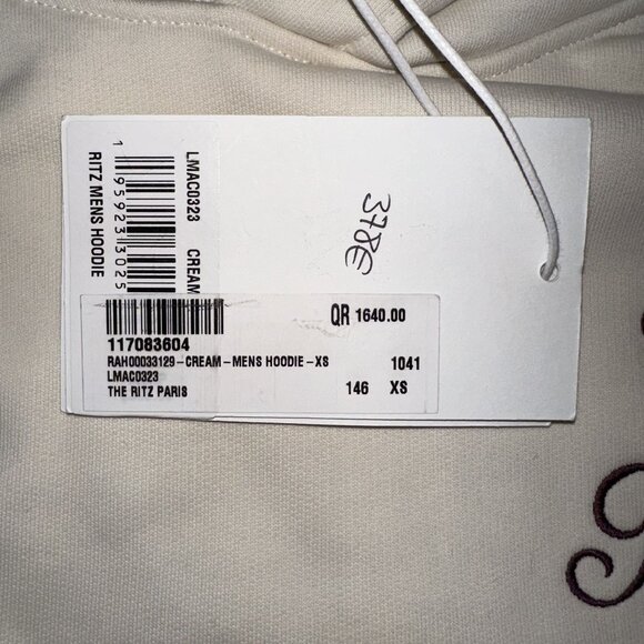 FRAME The Ritz Paris Cream 100% Cotton Hoodie Unisex Men's Womens X-Small - Picture 6 of 8